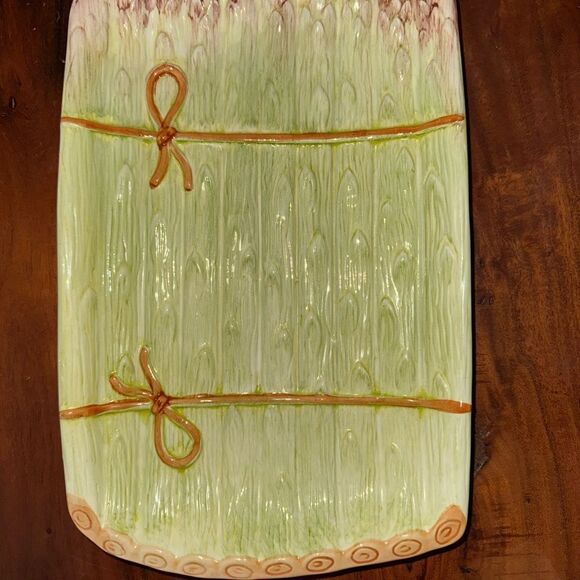 Vintage Majolica Asparagus Platter Serving Tray Olfaire Portugal Ceramic EVC - Picture 4 of 8